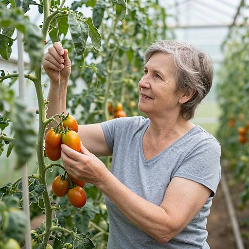 Senior Woman Growing Tomatoes