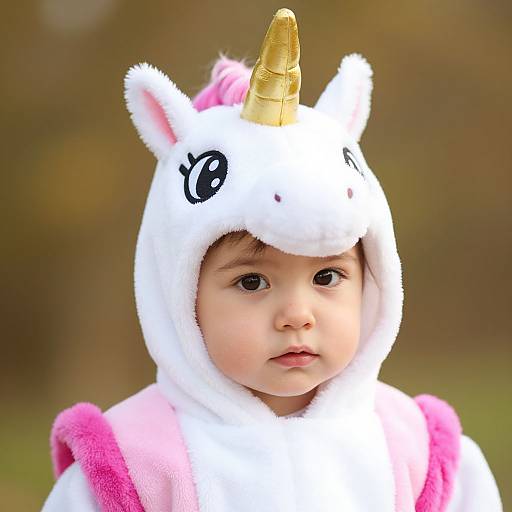 Child in Unicorn Costume Close-Up