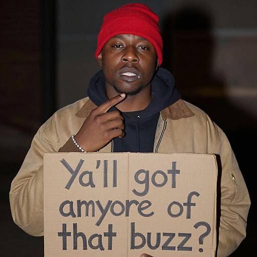 Urban Night Portrait with Sign