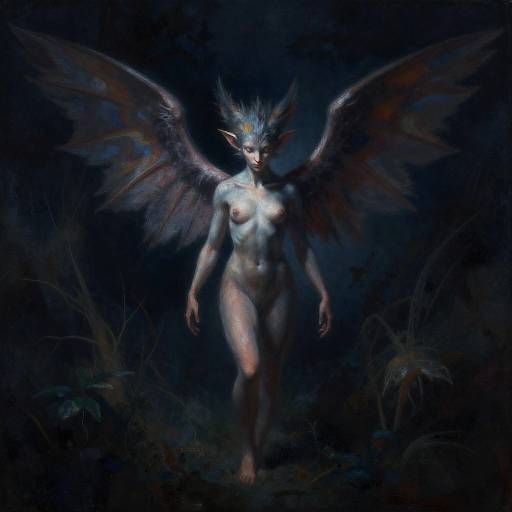 Fantasy Chimera with Wings at Night