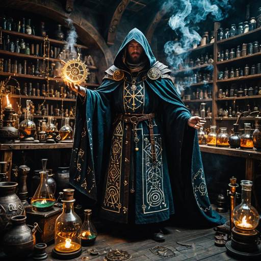 Arcane Alchemist in Rune-Etched Cloak