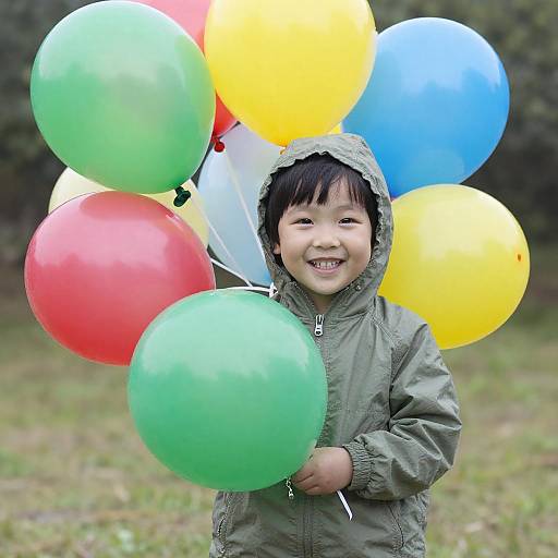 Joyful Child Surrounded by Balloons