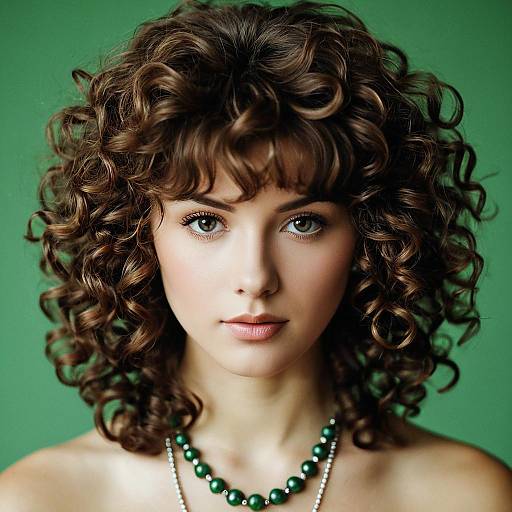 Realistic Brown Curly Mullet Wig Portrait