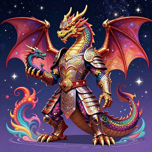 Symmetrical Dragon with Celestial Armor