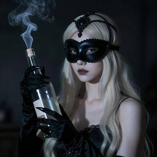 Masked Alchemist in Smoky Night