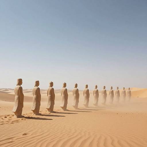 Ethereal Stone Procession in Desert