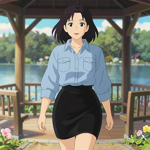 Preppy Chic Woman by Lake Gazebo