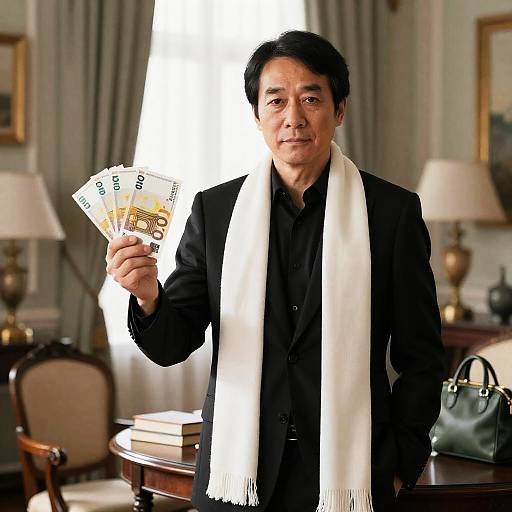 Elegant Middle-Aged Man with Euros