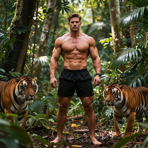 Giant Bodybuilder Training in Jungle