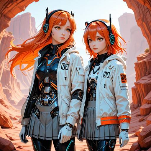 Futuristic Cowboy Girls in Rugged Canyon