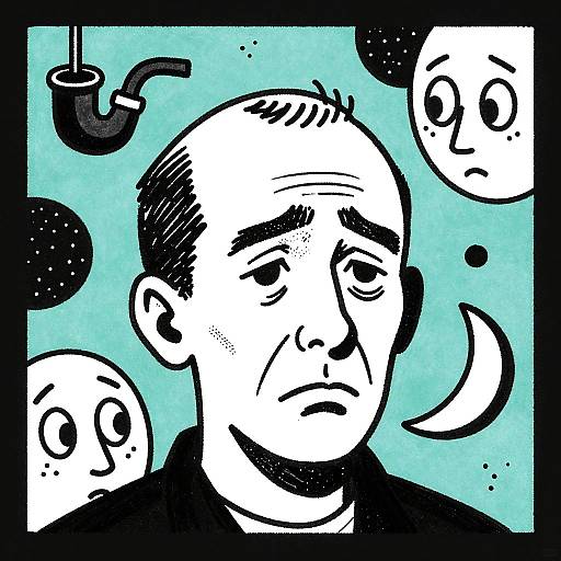 Quirky Black-and-White Ink Portrait