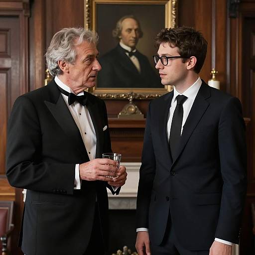 Formal Conversation Between Two Men in Classic Room