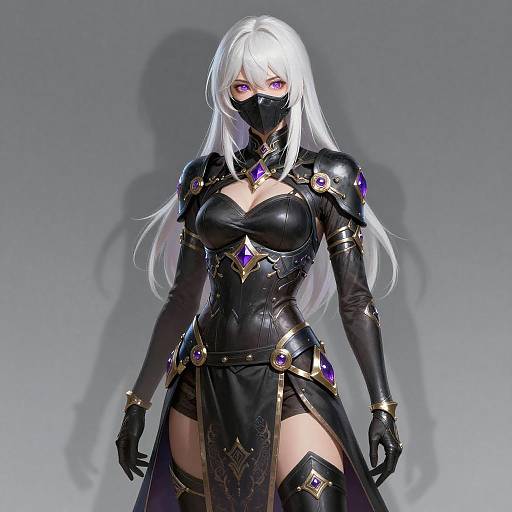 Futuristic Female Warrior in Black Armor