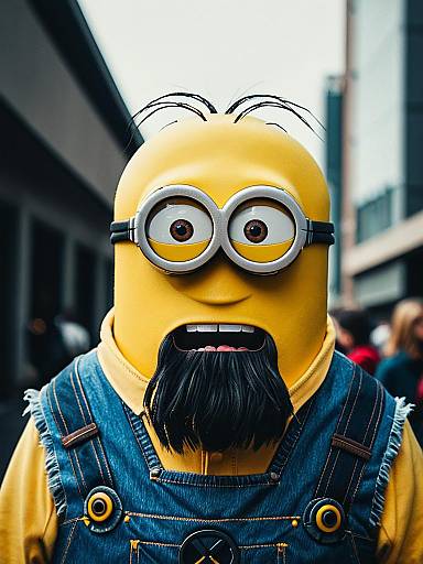 Photorealistic Man in Minion Costume