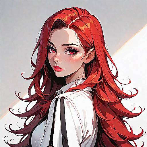 Side View Red-Haired Manga Girl