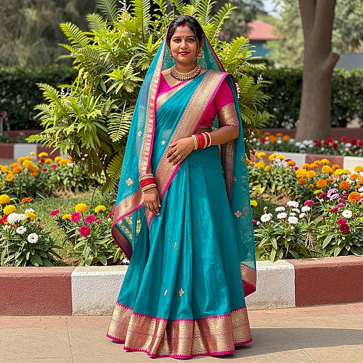 Stunning Indian Woman in Teal Lehenga