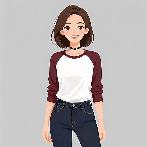 Smiling Woman in Casual Stylish Outfit