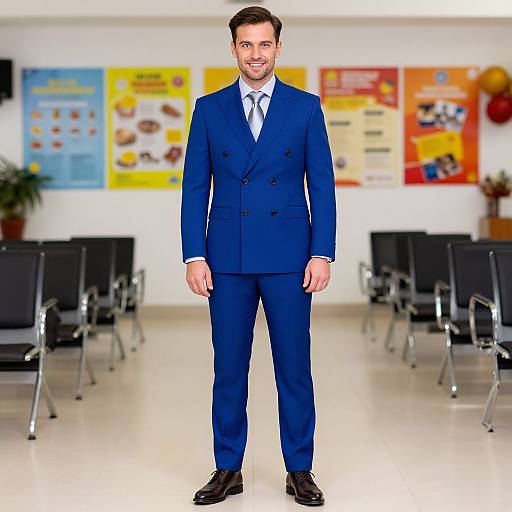 Confident Man in Royal Blue Suit