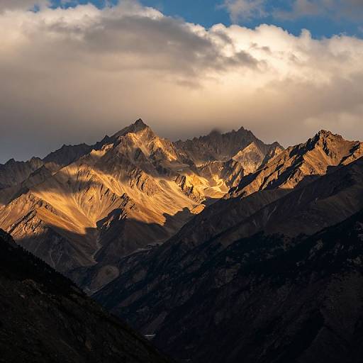 Golden Sunlit Majestic Mountain Range