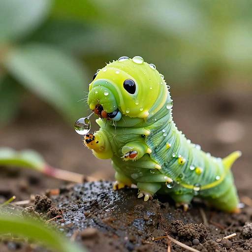 Hyper-Realistic Lime Green Caterpillar