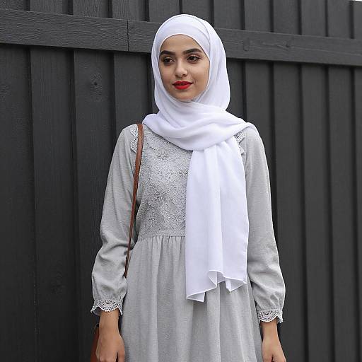 Young Woman in White Hijab Outdoors