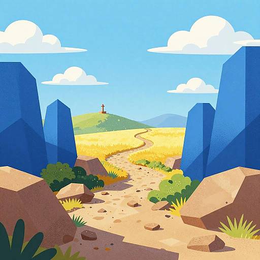 Geometric Desert Landscape at Midday