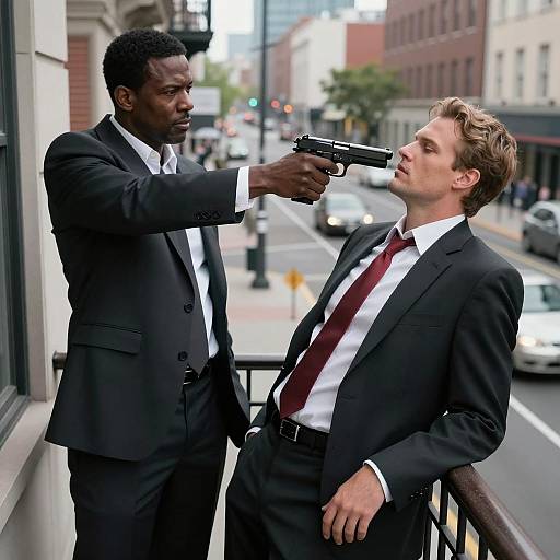 Intense Standoff on Urban Balcony