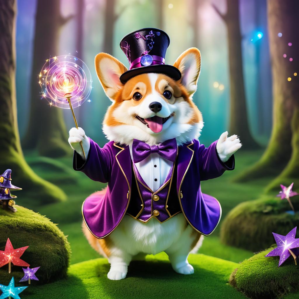 Corgi Magician in Enchanted Forest