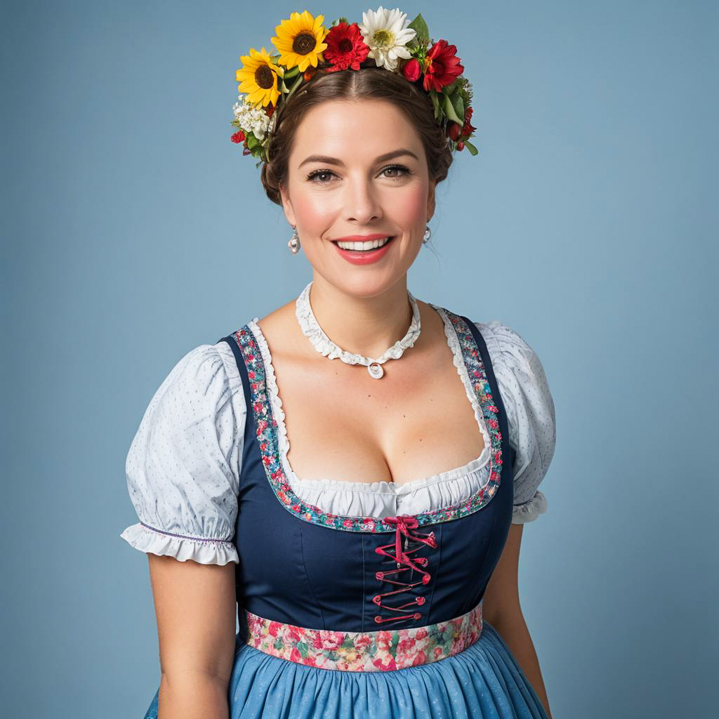 Cheerful Tourist in Traditional Bavarian Dress