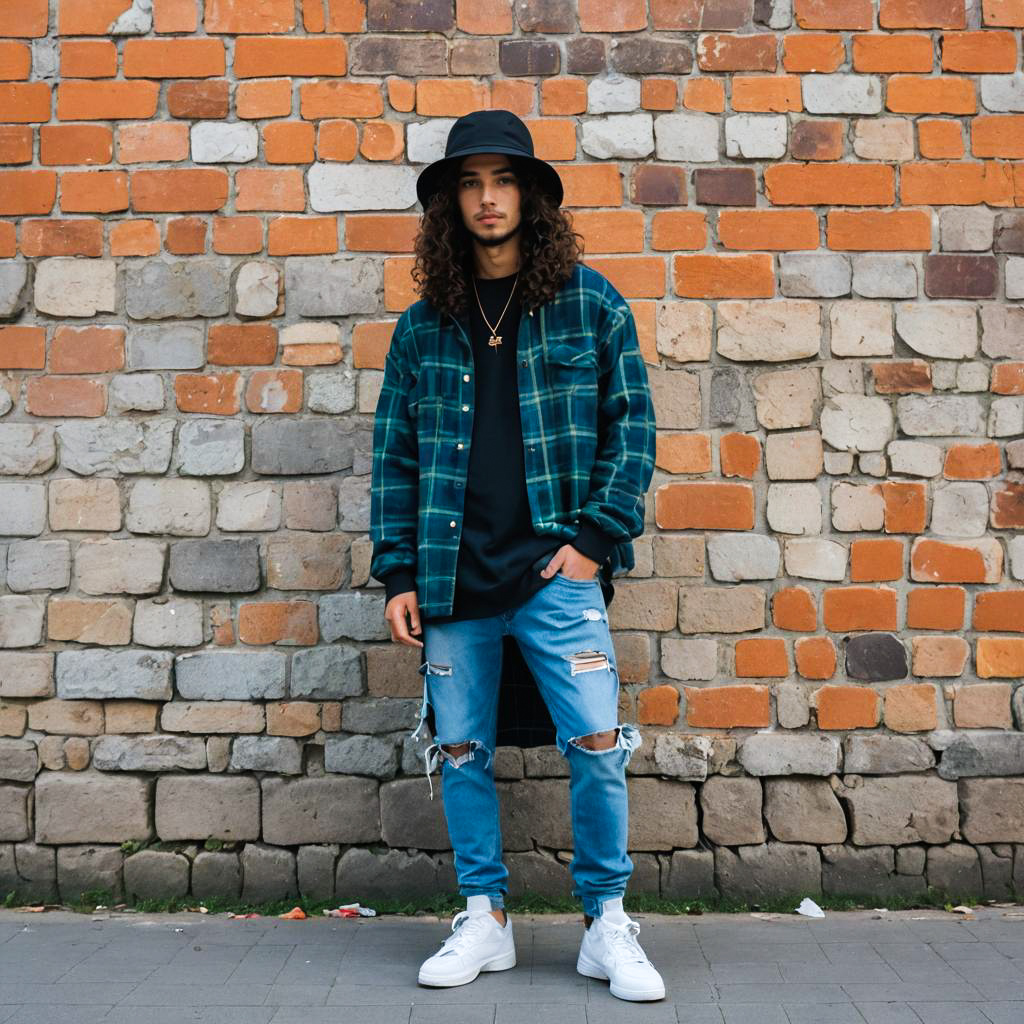 Trendy Young Man in Surreal Street Style