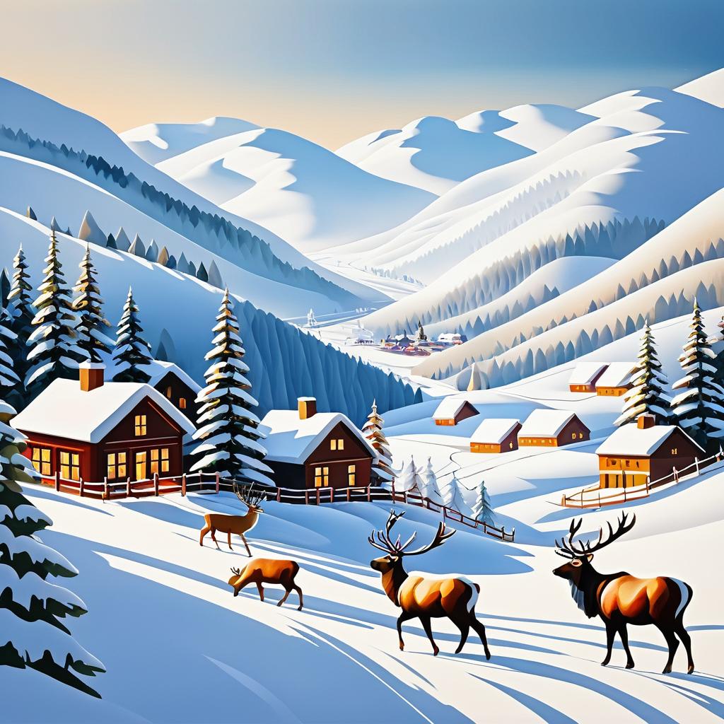 Winter Wonderland: Reindeer in Snowy Hills