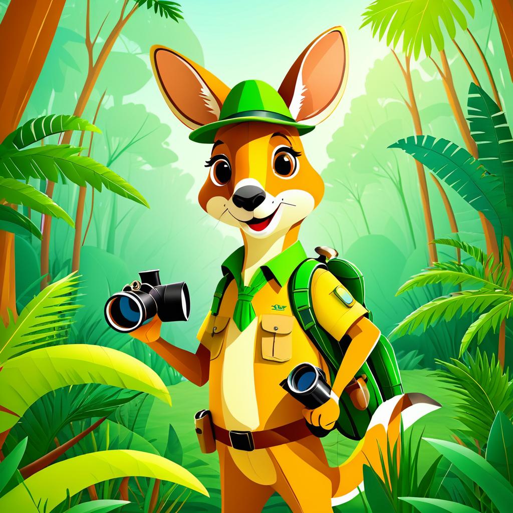 Kangaroo Explorer in a Jungle Adventure