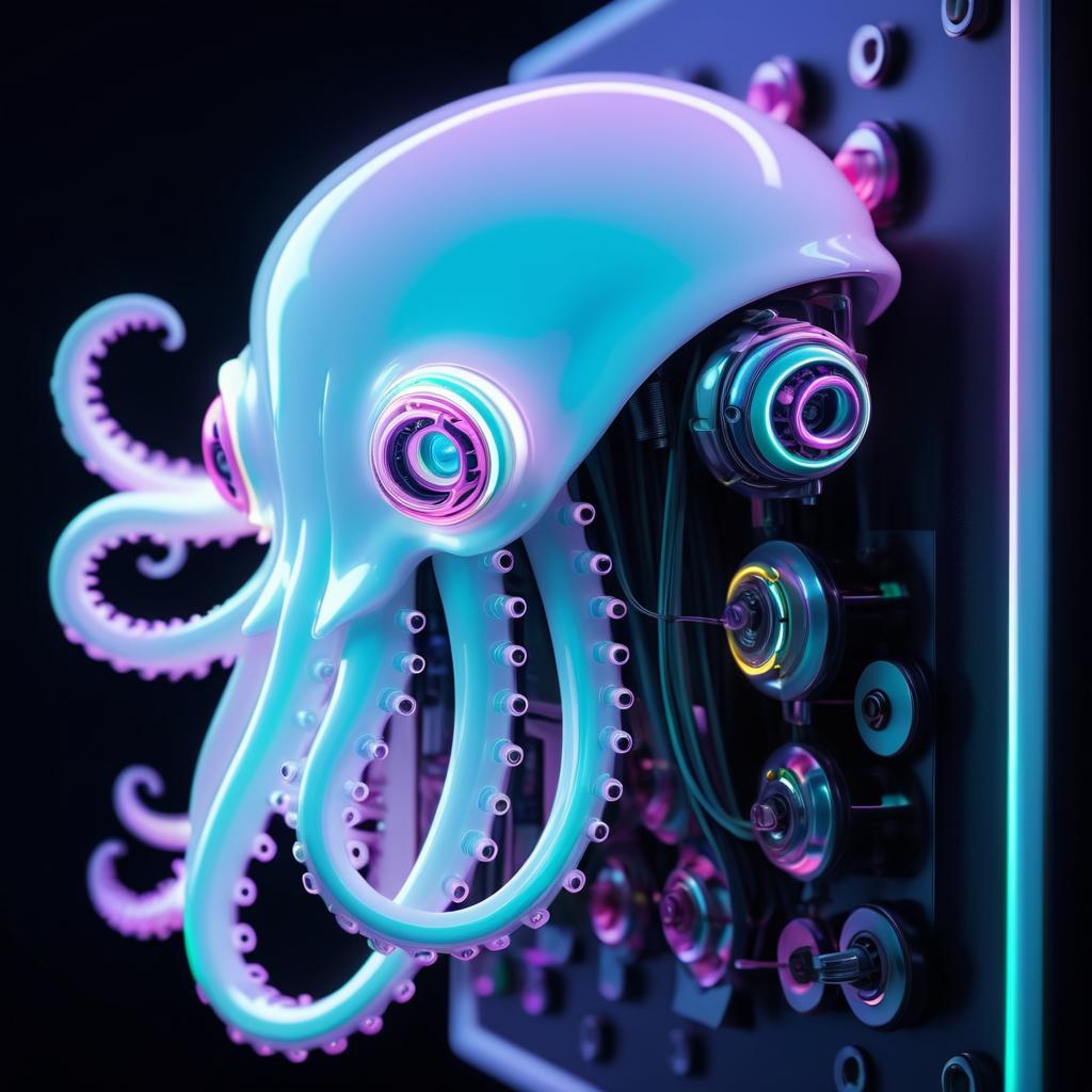 Ultra Realistic Mechanical Octopus Portrait