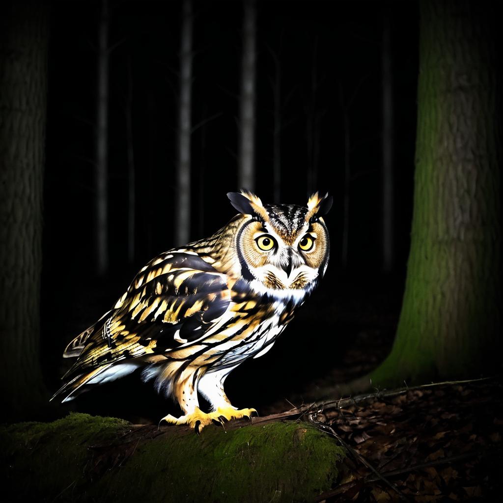 Eerie Night Owl Stalking Prey Photo