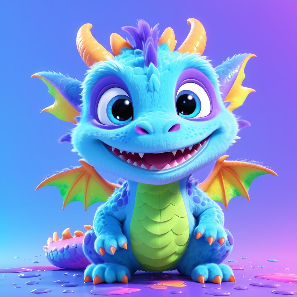 Charming Baby Dragon in Pixar Style