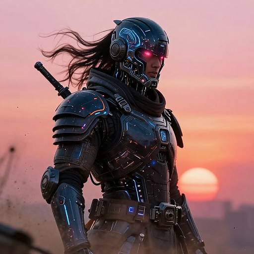 Cinematic Cyberpunk Cyborg Samurai