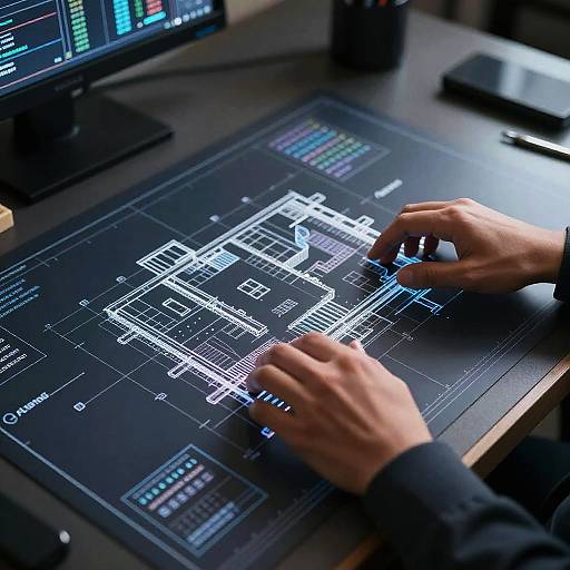 Engineer Typing Commands to CAD Blueprints