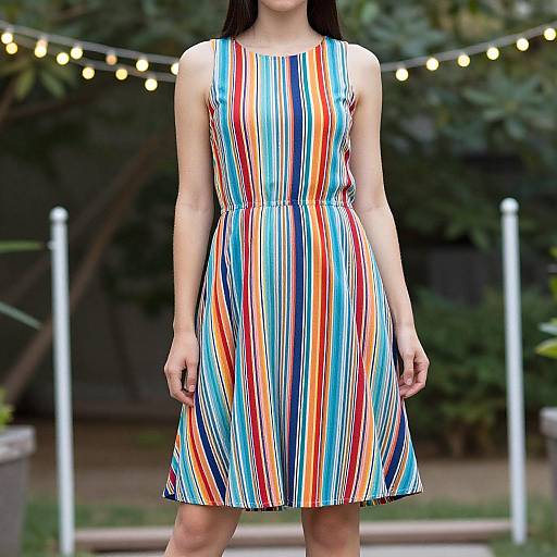 Woman in Colorful Summer Dress Outdoors