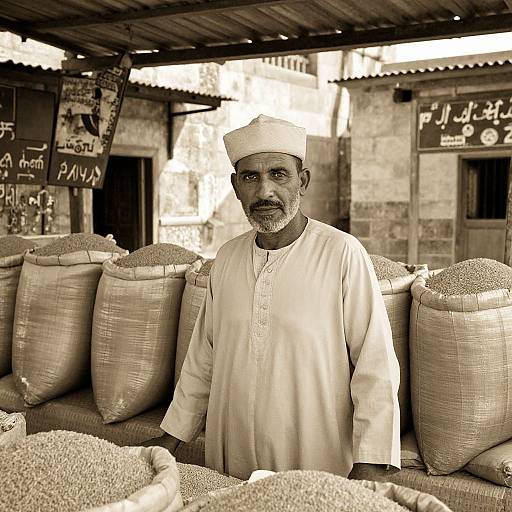 Man in Rustic Grain Market