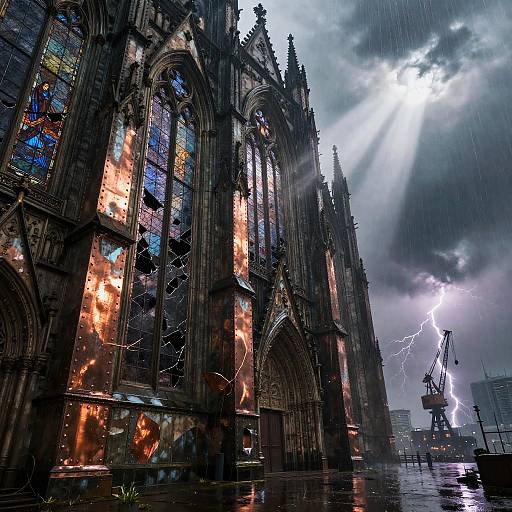 Stormy Sky over Gothic Iron Cathedral