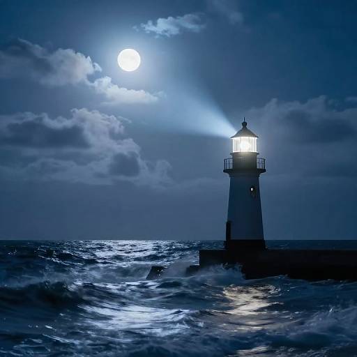 Luminous Lighthouse in Surreal Seascape