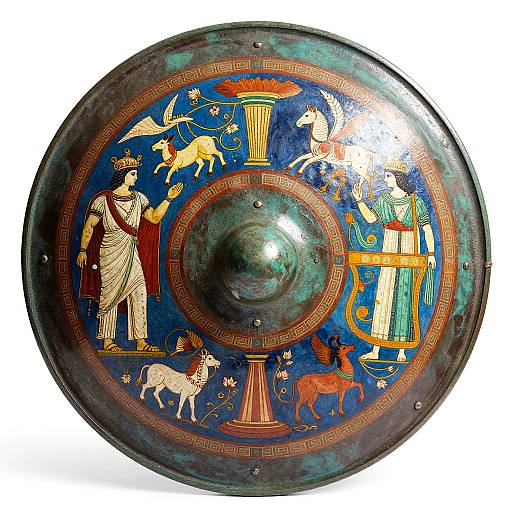 Intricate Ancient Greek Mythological Shields
