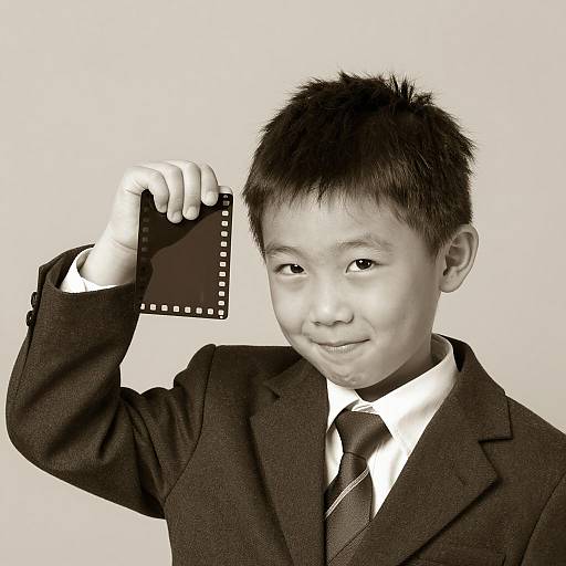 Charming Young Boy with Film Strip