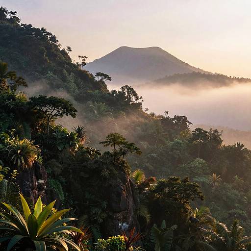 Misty Tropical Cloud Forest at Dawn