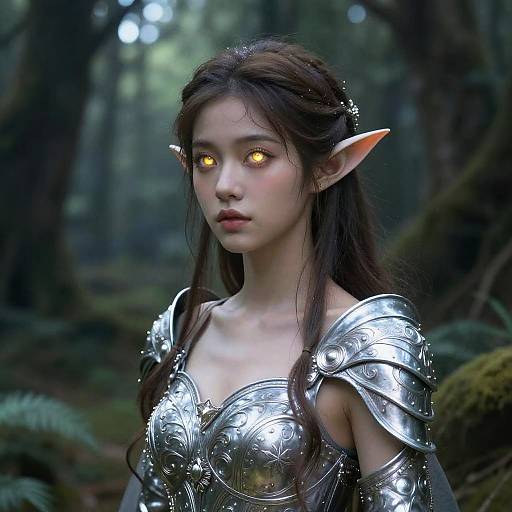 Female Elf Warrior with Glowing Eyes