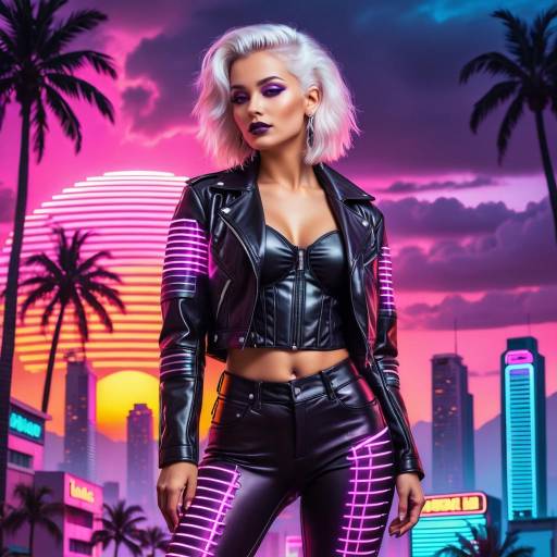 Futuristic Cyberpunk Woman in Neon City