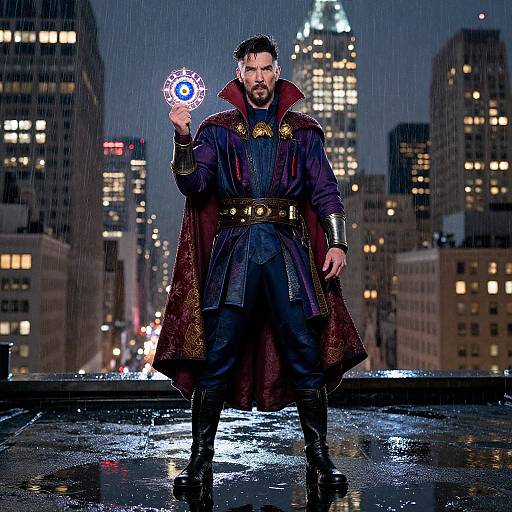 Doctor Strange on Rainy NYC Rooftop