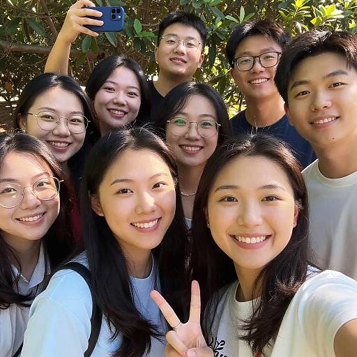 Group of Young Adults Taking Outdoor Selfie