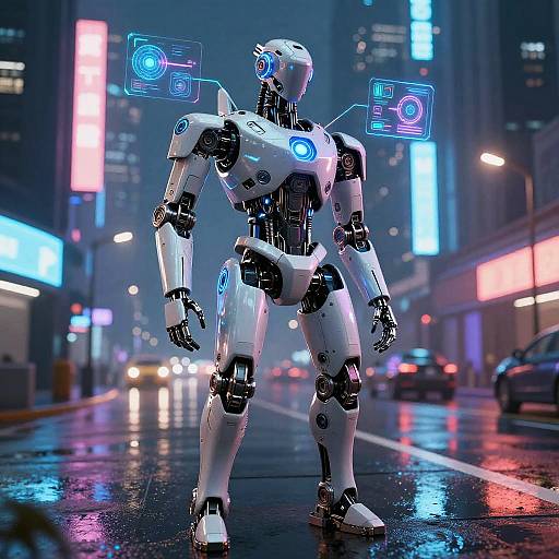 Futuristic Cyberpunk Robot Exploration