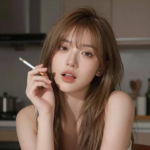 Moody Portrait of Woman in Kitchen